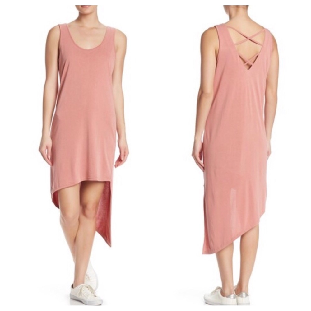 Splendid Pink Strappy Back Asymmetrical Tank Dress